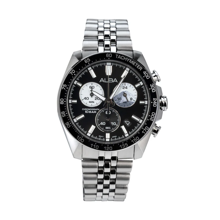 Panda Sport Men Quartz Black Dial Chronograph Steel Watch