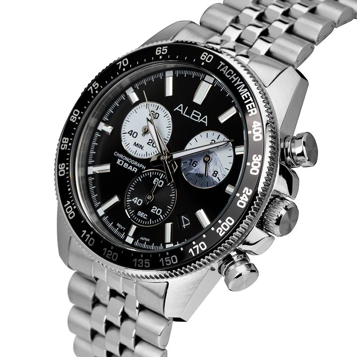 Panda Sport Men Quartz Black Dial Chronograph Steel Watch