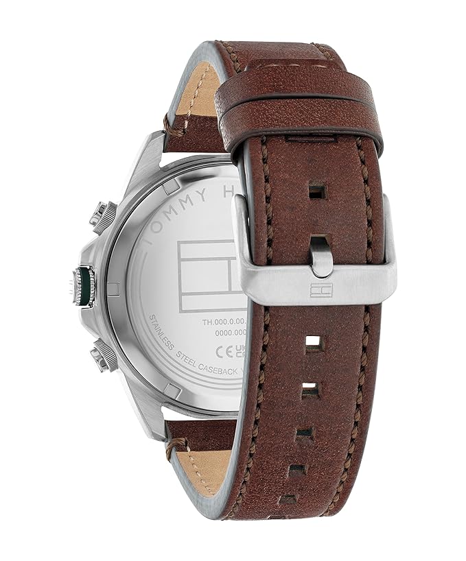 Tommy Hilfiger LARS Quartz Multifunction Green Dial Brown Leather Strap Watch for Men