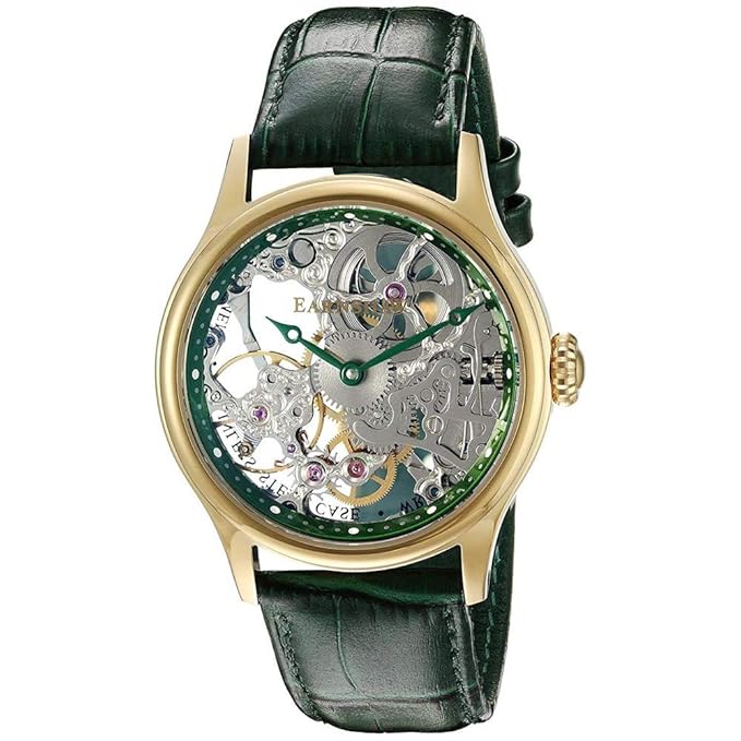 Thomas Earnshaw Men's 'Bauer Mechanical Skeleton' Automatic Stainless Steel and Leather Dress Watch, Color:Green