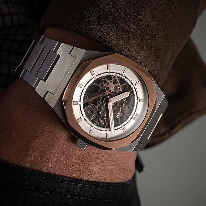 EARNSHAW Skeleton Automatic Drake Silver Round Dial Men's Watch