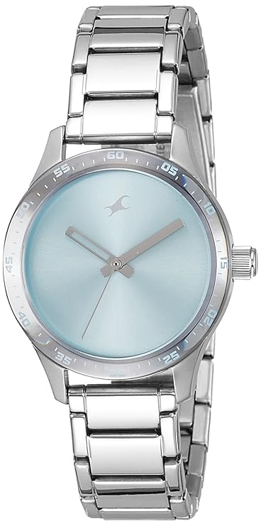 Fastrack Women Stainless Steel Analog Watches Combo (Nk6078Sm01,Nk6078Sm03), Band Color-Silver,Dial Color-Blue