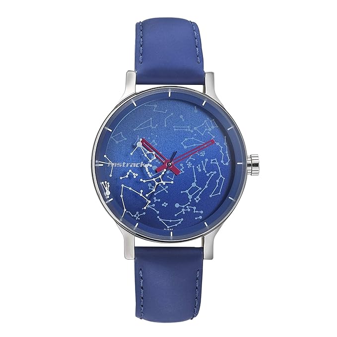 Fastrack Space Rover Quartz Analog Blue Dial Leather Strap Watch for Girls