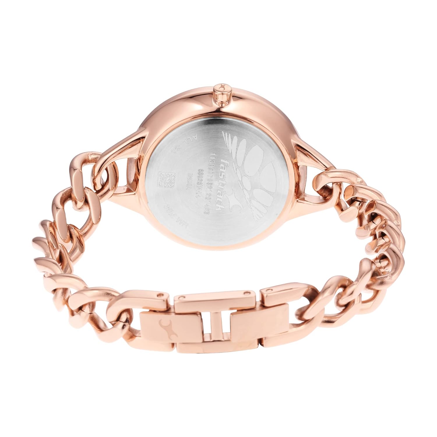 Fastrack Glitch Quartz Analog Rose Gold Dial Rose Gold Metal Strap Watch for Girls