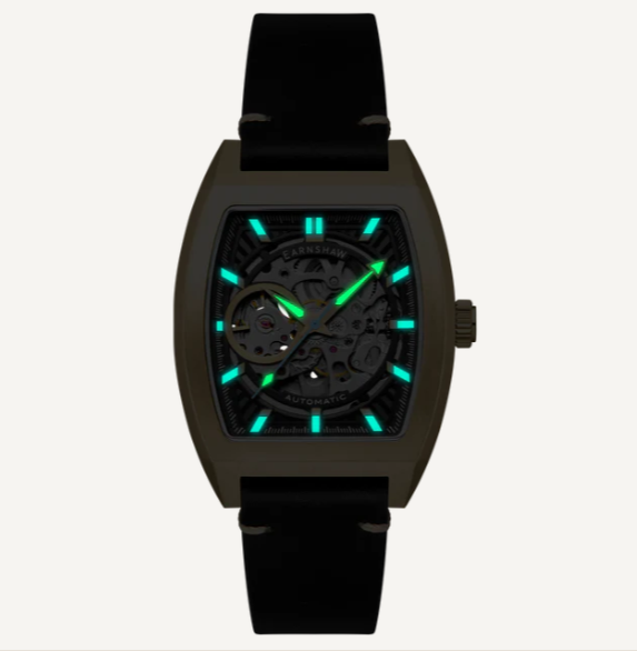 EARNSHAW HERITAGE Wellington Skeleton Automatic Noir Gold Watch For Men