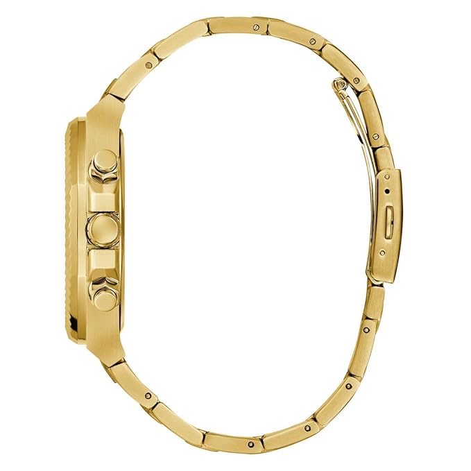 GUESS Men's 44mm Watch - Gold-Tone Bracelet Black Dial Gold-Tone Case
