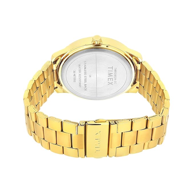 TIMEX Analog Watch for Man with Silver Tone Round Dial & Gold Stainless Steel Bracelet Band Water Resistant Men's Wrist Watches