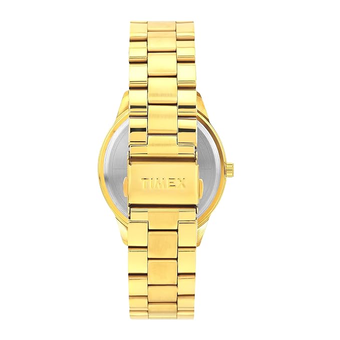TIMEX Analog Watch for Man with Silver Tone Round Dial & Gold Stainless Steel Bracelet Band Water Resistant Men's Wrist Watches