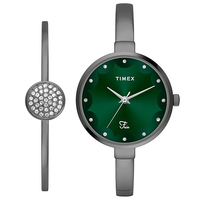 TIMEX Analog Watch for Women with Teal Round Dial & Silver Stainless Steel Bracelet Band Water Resistant Women's Wrist Watches