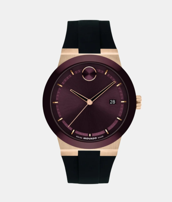 Movado Bold Men Quartz Burgundy Dial Analog Silicone Watch