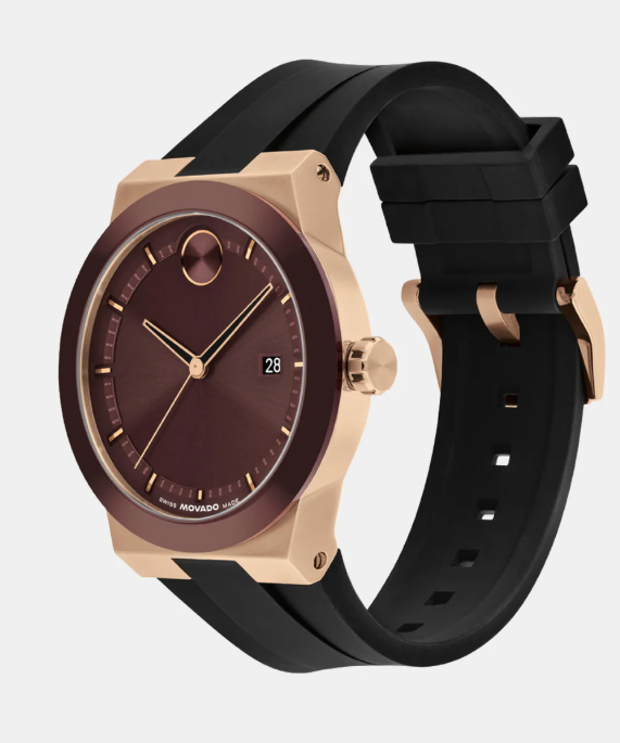Movado Bold Men Quartz Burgundy Dial Analog Silicone Watch