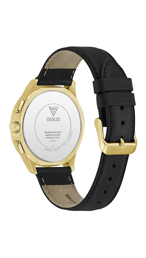 Guess Men Quartz Black Dial Chronograph Leather Watch