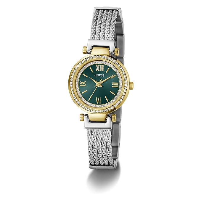 GUESS Round 27mm Green Dial Analog Women Watch