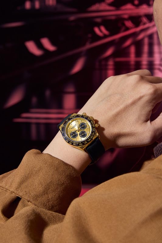 Giordano Premier Ember Collection Chronograph Analog Quartz Watch for Men with Round Sunray Dial, Three Sub-Dials, Baton Hour Markers and Silicone Strap