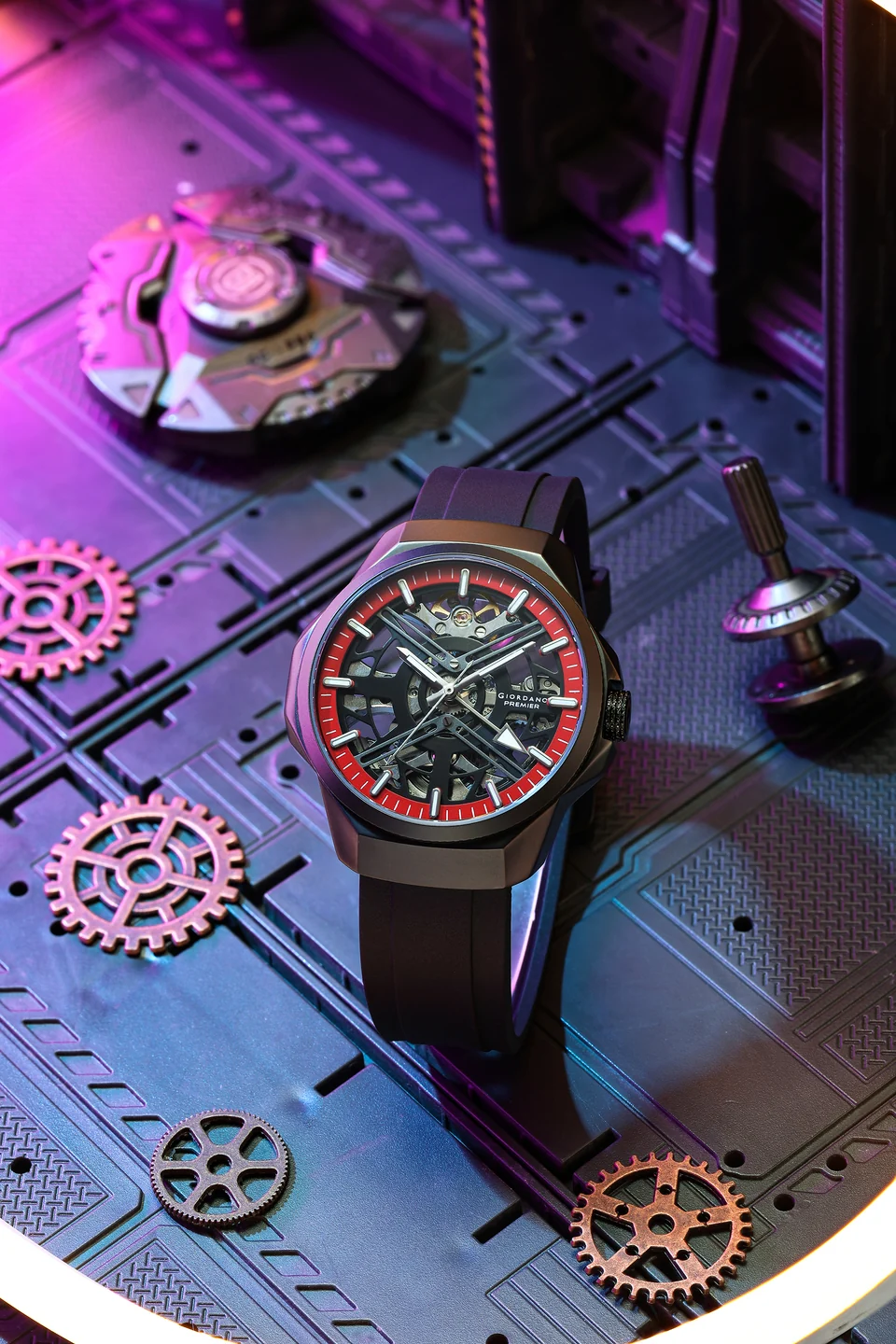 Giordano Premier Xapphire Collection Automatic Mechanical Movement Skeleton-Style Watch for Men