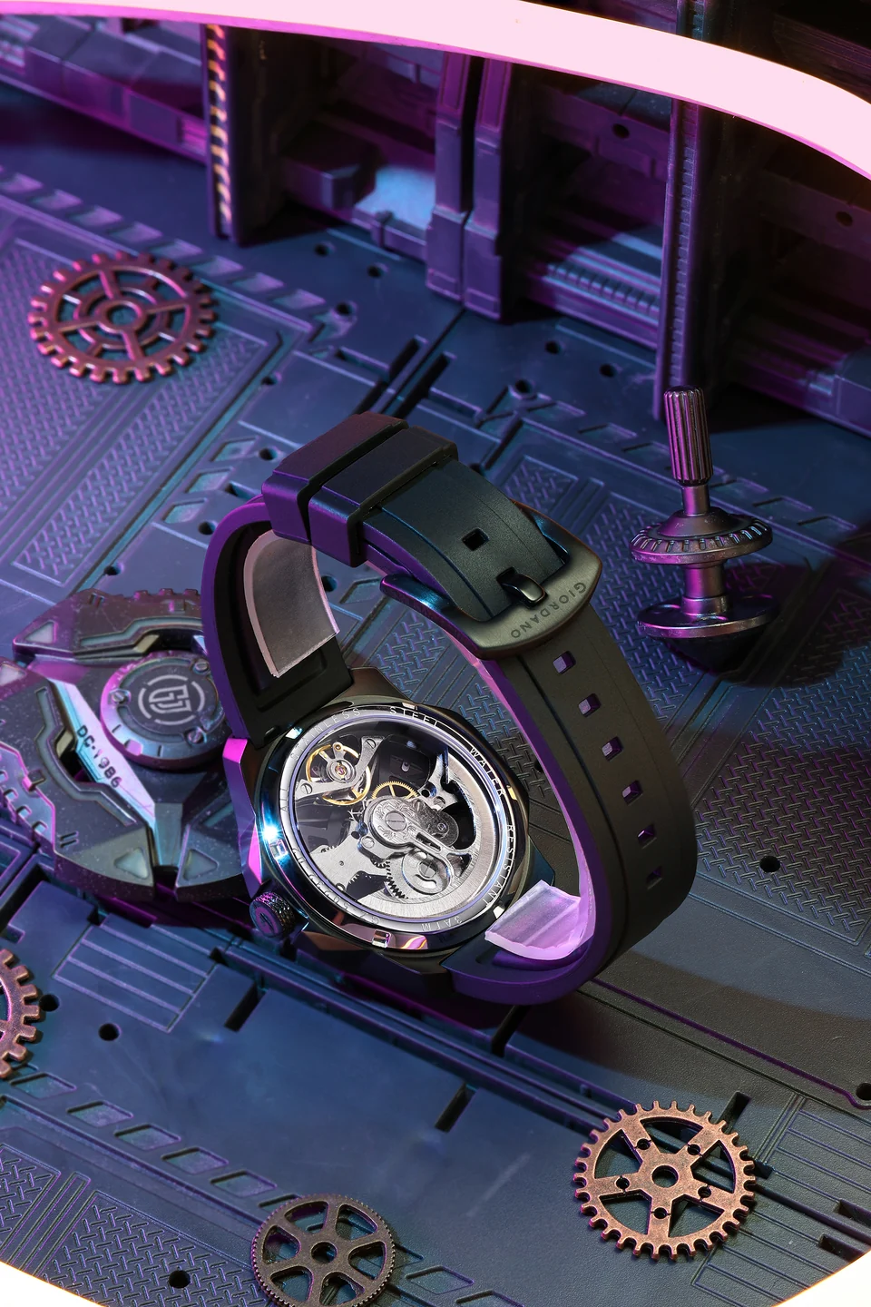Giordano Premier Xapphire Collection Automatic Mechanical Movement Skeleton-Style Watch for Men