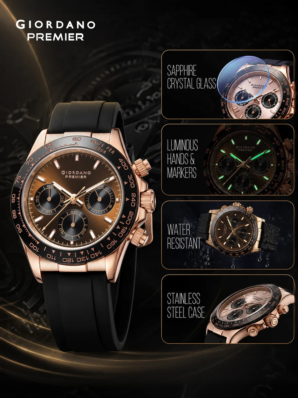 Giordano Premier Ember Collection Chronograph Analog Quartz Watch for Men