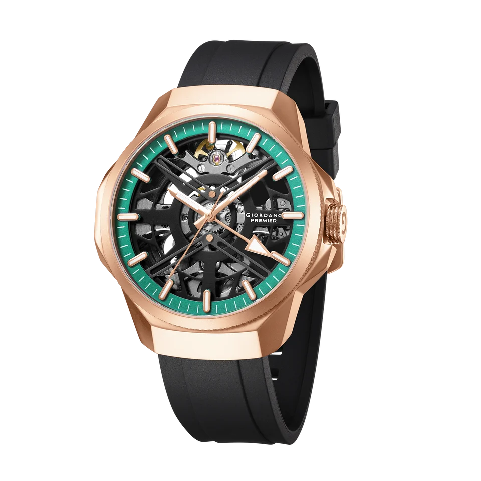 Giordano Premier Xapphire Collection Automatic Mechanical Movement Skeleton-Style Watch for Men