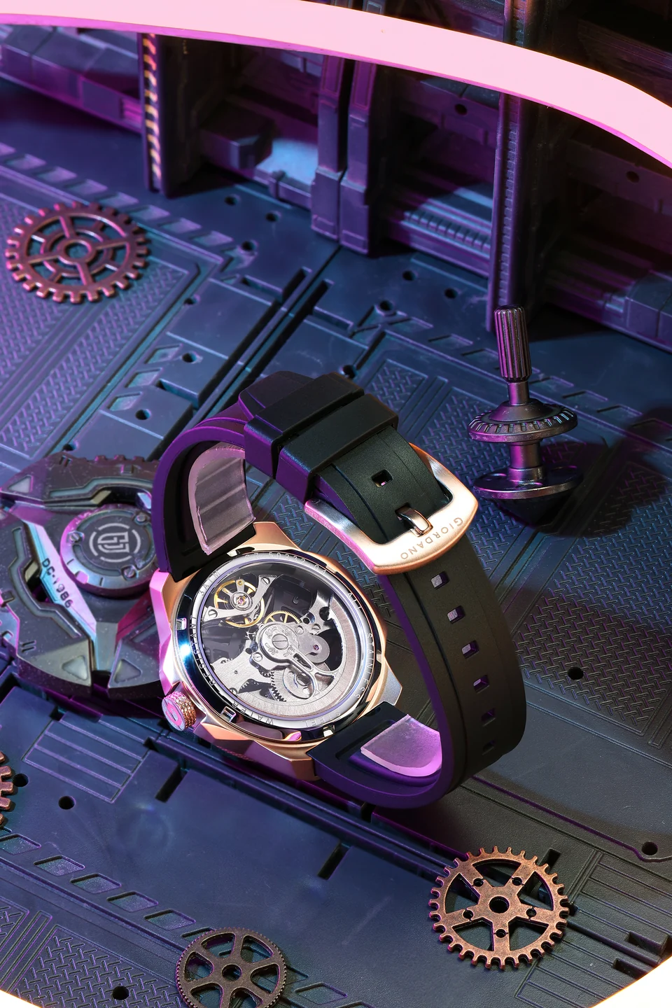 Giordano Premier Xapphire Collection Automatic Mechanical Movement Skeleton-Style Watch for Men