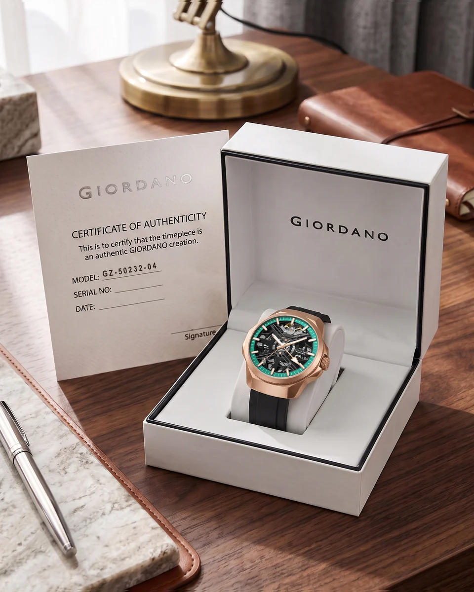 Giordano Premier Xapphire Collection Automatic Mechanical Movement Skeleton-Style Watch for Men