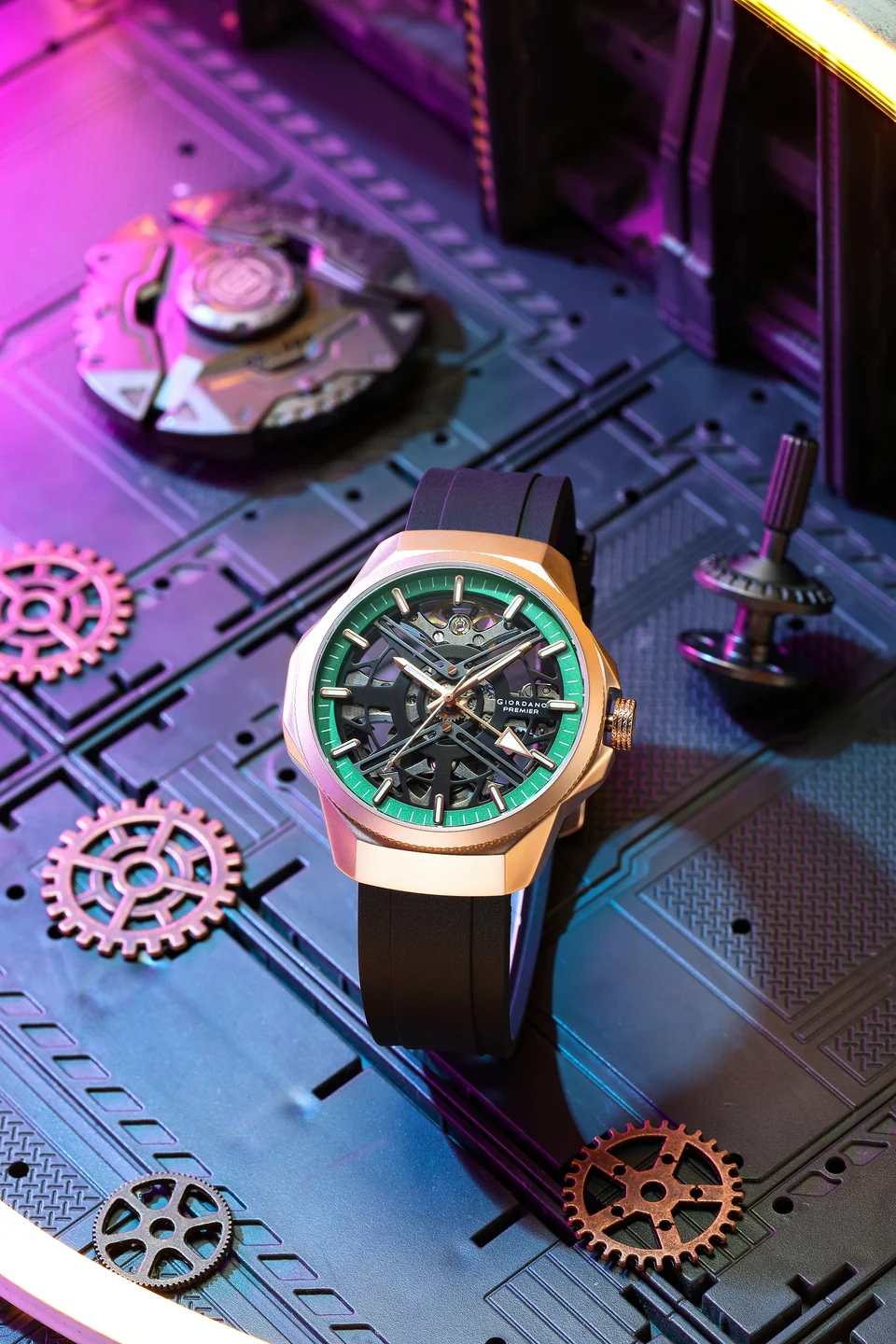 Giordano Premier Xapphire Collection Automatic Mechanical Movement Skeleton-Style Watch for Men