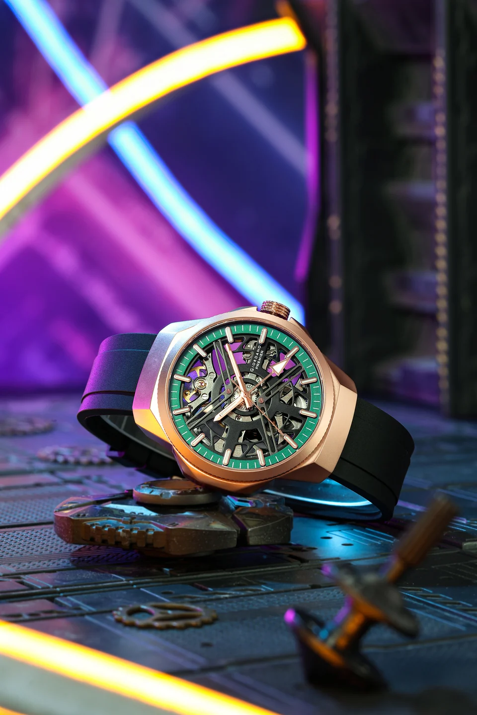 Giordano Premier Xapphire Collection Automatic Mechanical Movement Skeleton-Style Watch for Men