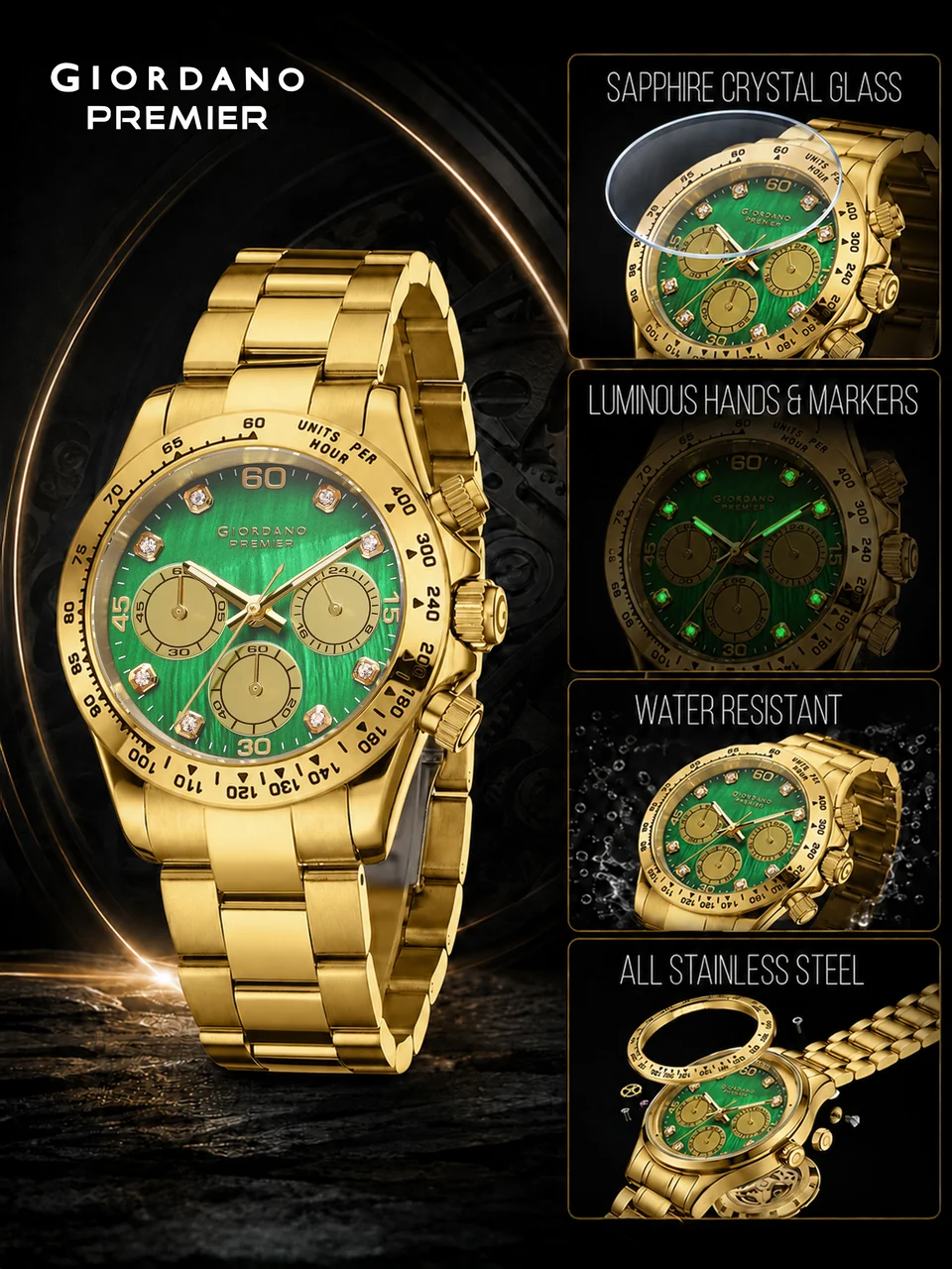 Giordano Premier Eleganza Collection Chronograph Analog Quartz Watch for Men