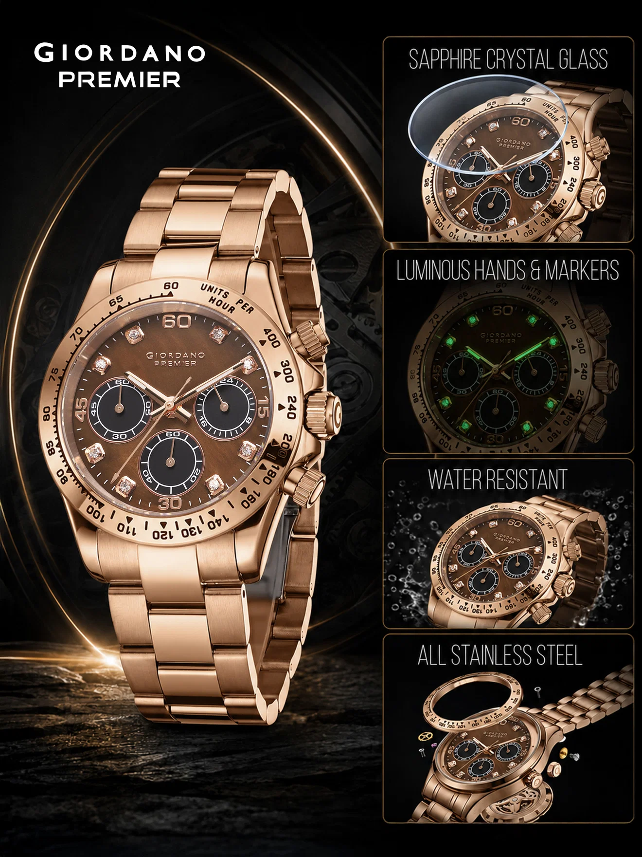 Giordano Premier Eleganza Collection Chronograph Analog Quartz Watch for Men