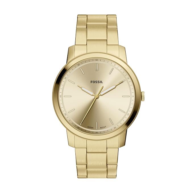 Fossil Minimalist Gold Quartz Stainless Steel Watch