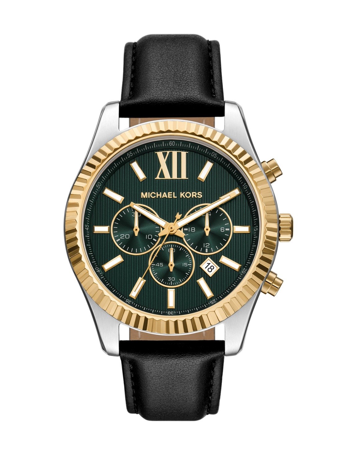 Michael Kors Lexington Chronograph Black Leather Watch
