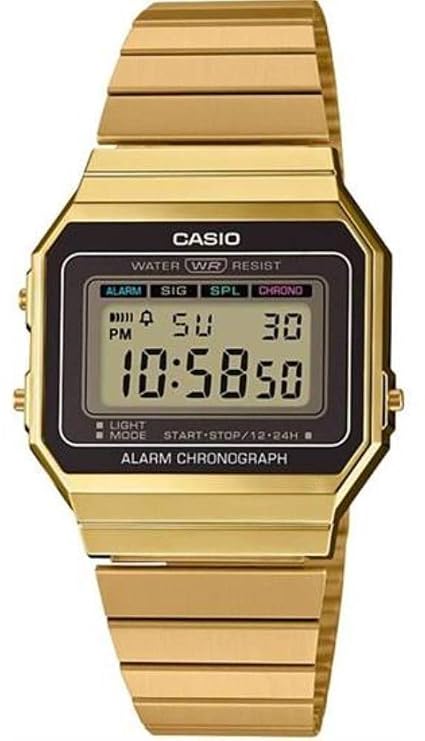 Casio Unisex-Adult Vintage A700WG-9ADF Gold Digital Dial Gold Stainless Steel Band