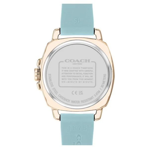 Coach Quartz Analog Rose Gold Dial Silicone Strap Watch for Women