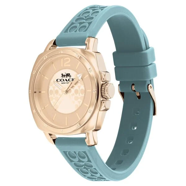 Coach Quartz Analog Rose Gold Dial Silicone Strap Watch for Women