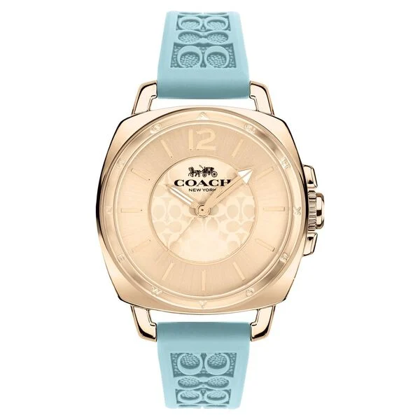 Coach Quartz Analog Rose Gold Dial Silicone Strap Watch for Women