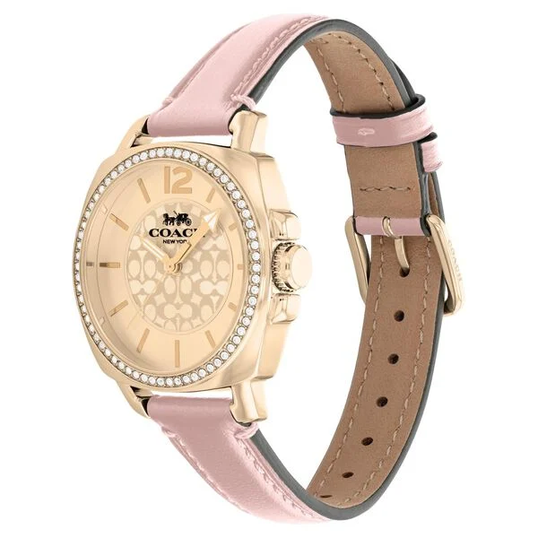 Coach Quartz Analog Rose Gold Dial Leather Strap Watch for Women