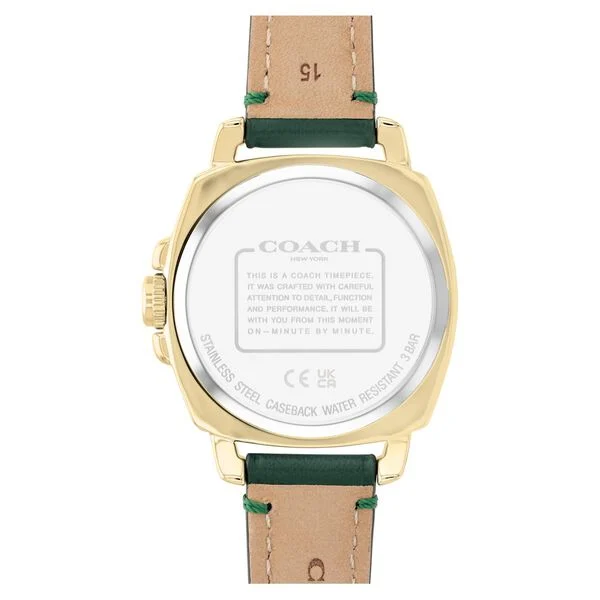 Coach Quartz Analog Golden Dial Leather Strap Watch for Women