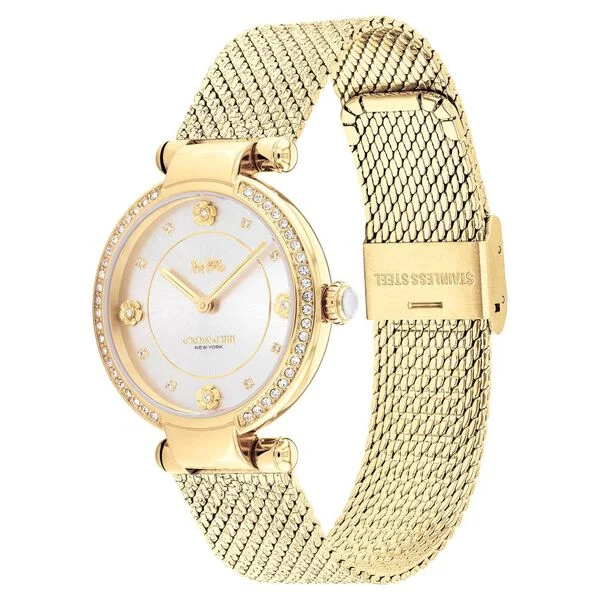 Coach Quartz Analog Silver Dial Golden Colour Stainless Steel Strap Watch For Women
