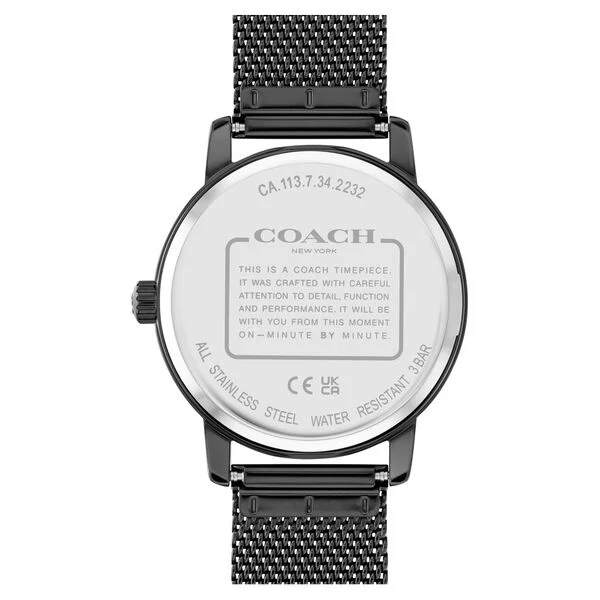 Coach Quartz Analog Black Round Dial Black Stainless Steel Strap Watch For Women