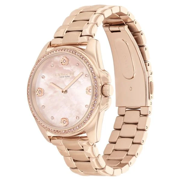 Coach Quartz Analog Mother Of Pearl Dial Stainless Steel Strap Watch For Women