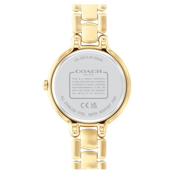 Coach Quartz Analog Golden Dial Golden Stainless Steel Strap Watch For Women
