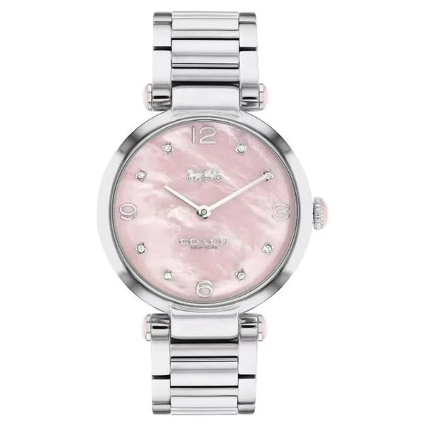 Coach Quartz Analog Pink Dial Stainless Steel Strap Watch for Women