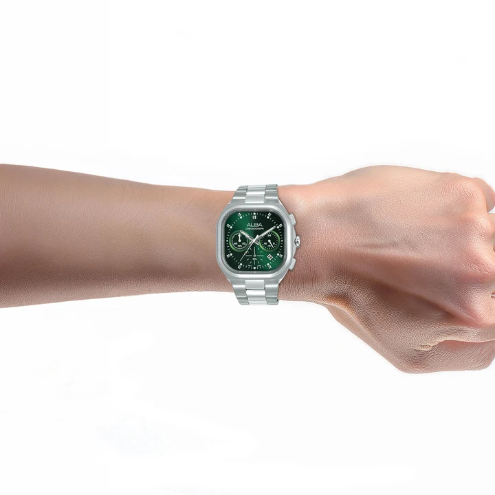 Retro Sport Emerald Green Dial Chronograph Watch