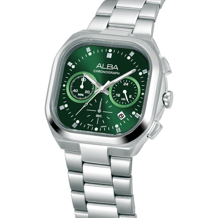 Retro Sport Emerald Green Dial Chronograph Watch