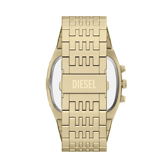Diesel Spiked Cushion Gold Quartz Stainless Steel Watch
