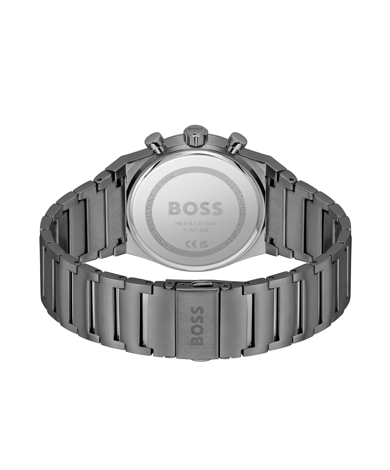 BOSS Candor Chrono Qtz Fashion Chrono Blue Round Dial Men's Watch|Ionic Plated Grey Steel Material|Grey Color Band