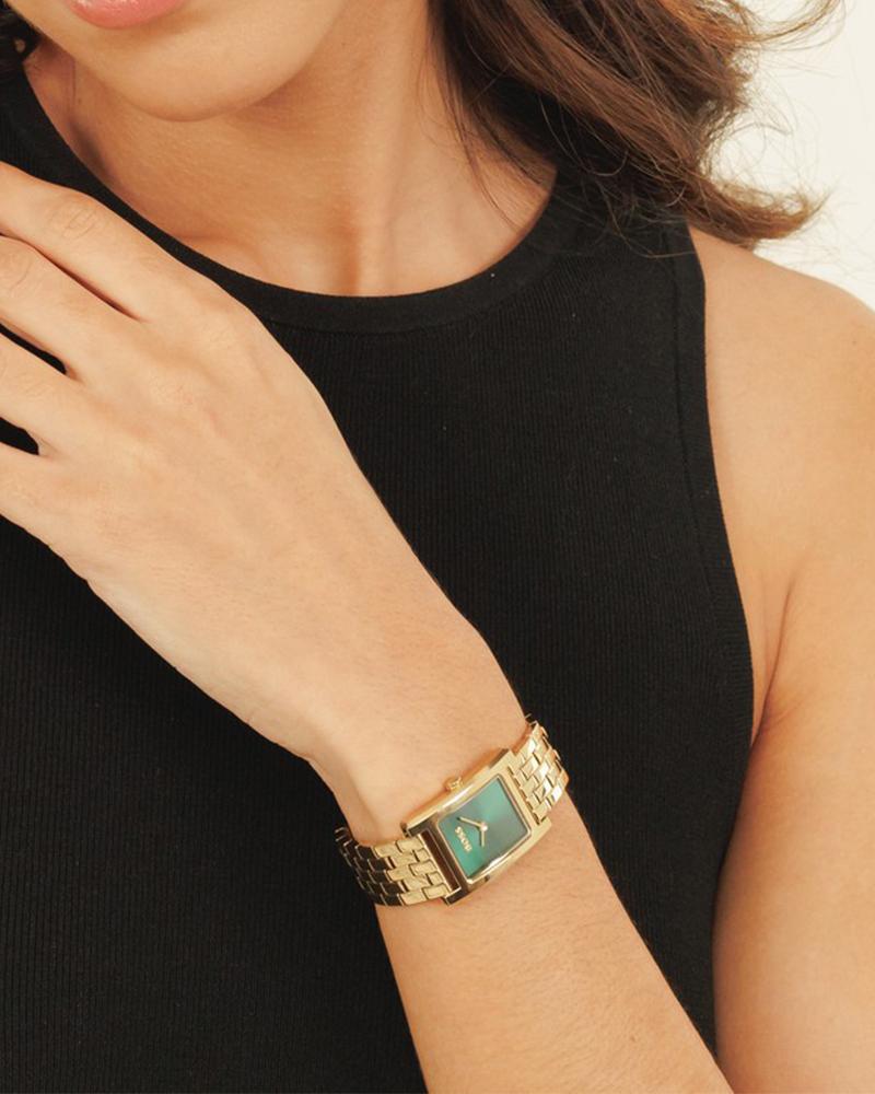 Lucy Qtm Women Quartz Green Dial Analog Stainless Steel Watch