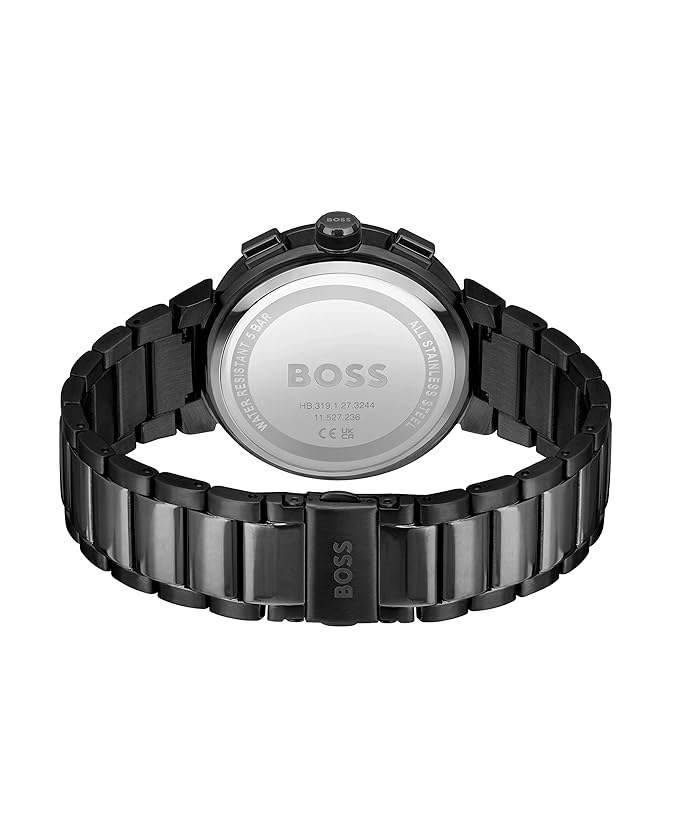 Boss One Qtz Fashion Chrono Black Dial Men's Watch|Ionic Plated Steel Material|Black Color Band
