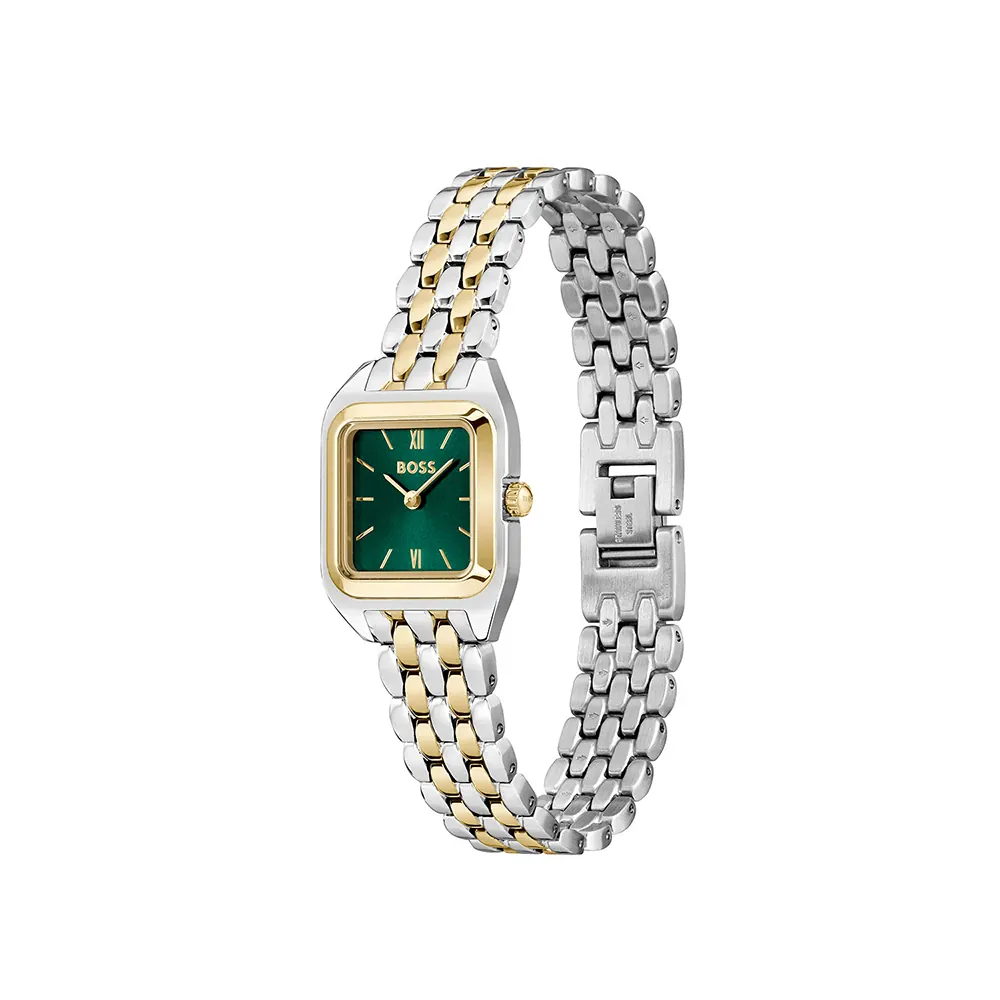 Mae Petite Women Quartz Green Dial Analog Stainless Steel Watch