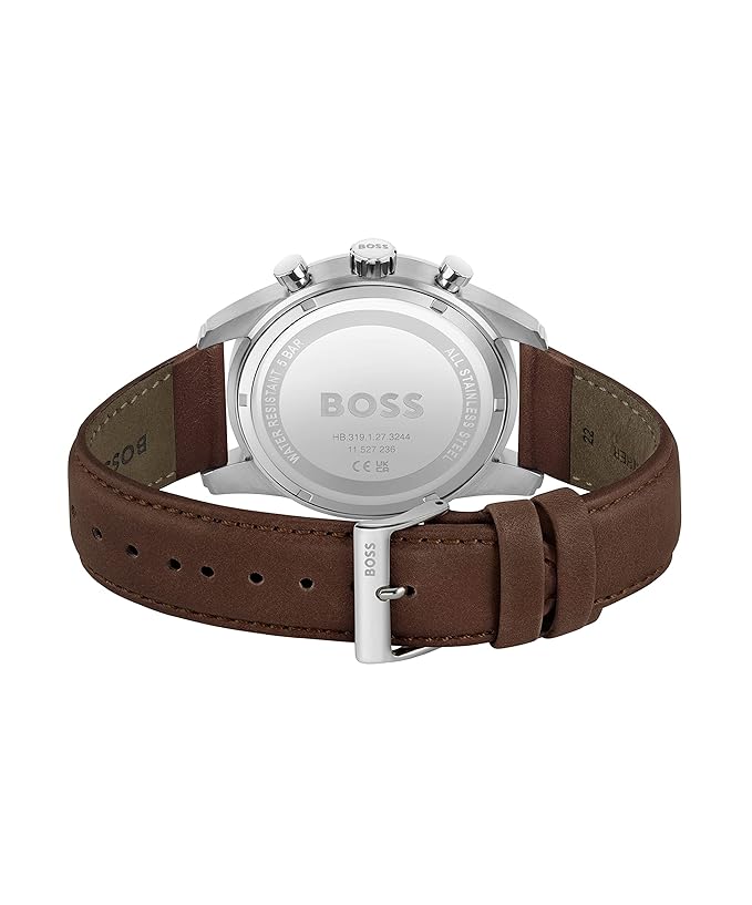 Hugo Boss Leather Skymaster Analog Blue Dial Men's Watch-Band Color-Brown