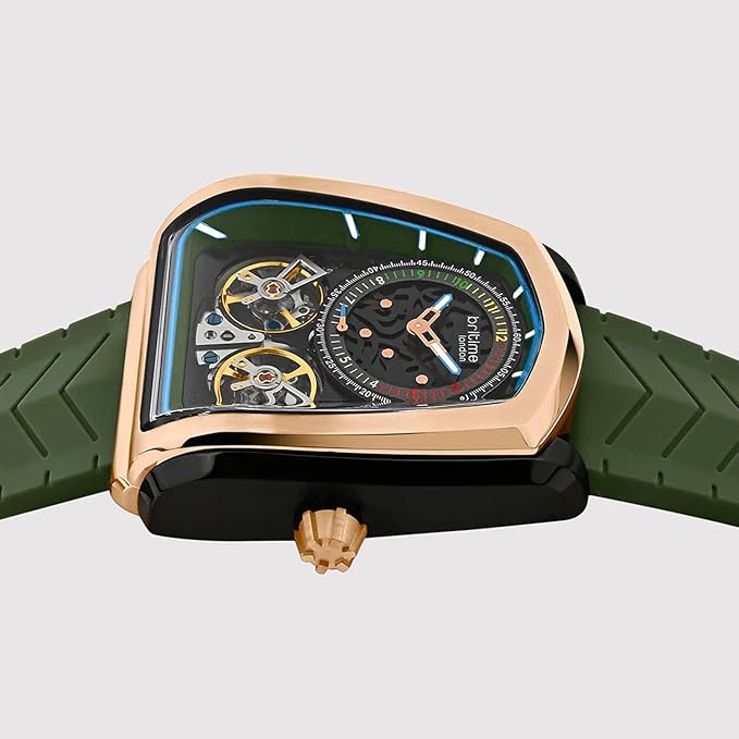 Aventus Men Automatic Green Dial Analog Silicone Watch